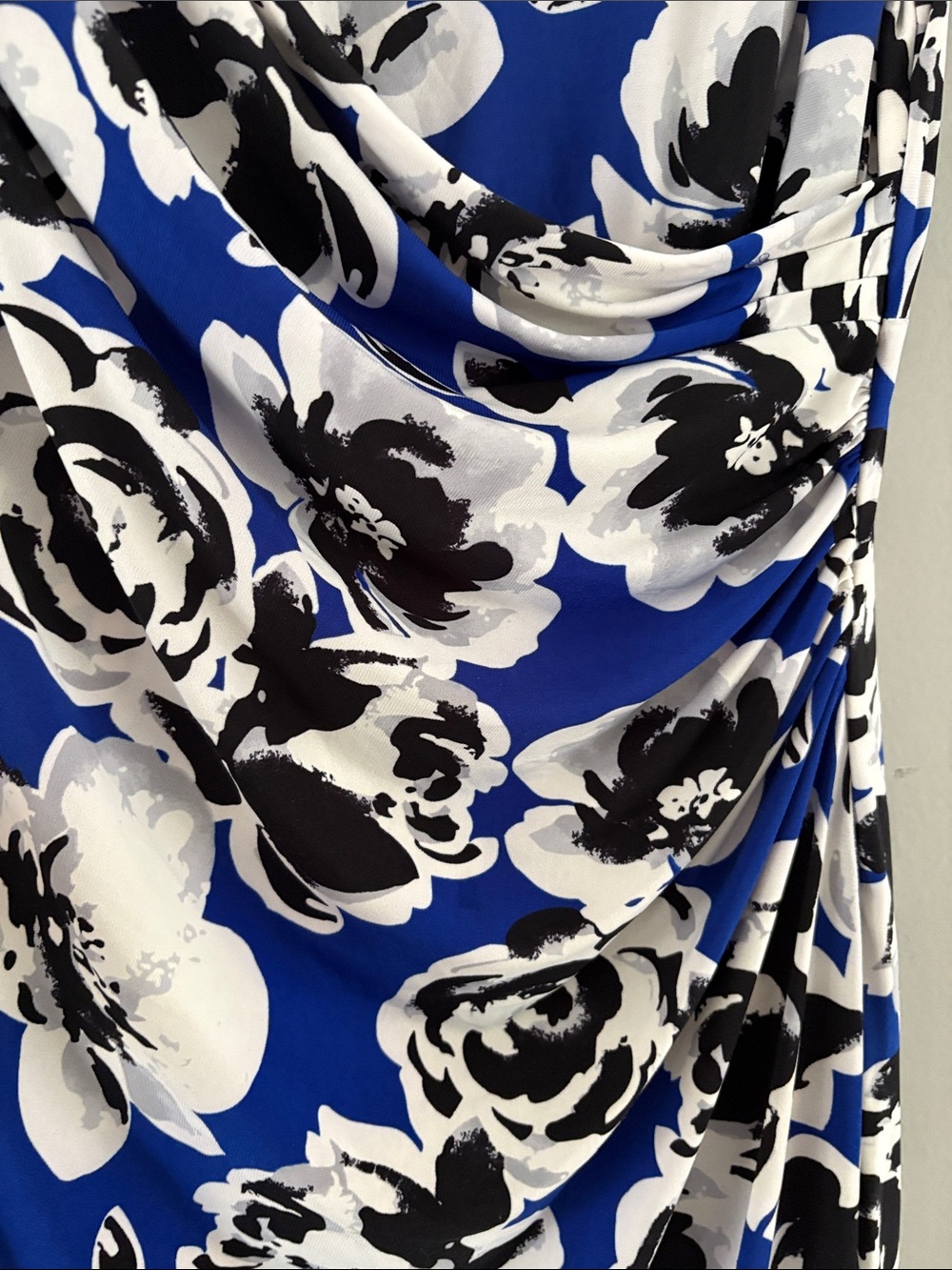 Black Label Blue Floral Draped Midi Dress - Picture 3 of 7